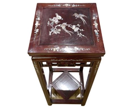 Chinese Wooden Table with Mother of Pearl Bird Decoration80cm heightQty: 1