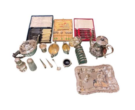 Quantity of Silver Plated Items to Include cased Cutlery, Tea Service, Etc.assorted sizes 