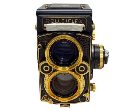 A Late 20th Century Rollei, Rolleiflex 2.8F Aurum Camera, 8301041 (of 1500 pieces)with Schneider 2.8/80 taking lens, gold pla