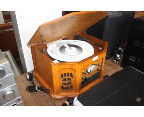 A CD radio and record player 