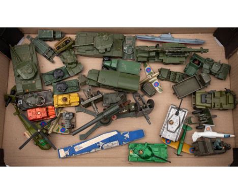 Dinky and others. A group of various military vehicles: including No 689 Medium Artillery Tractor, a Britains Kettenkrad and 