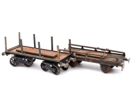 Carette for Basset-Lowke. A gauge 2 LNWR pipe wagon:, together with a similar timber wagon (2) 