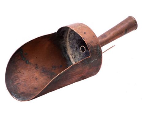 A Victorian copper magazine scoop by Griffiths &amp; Browett:,  stamped and dated 'G &amp; B MC, 1885' with broad arrow over 