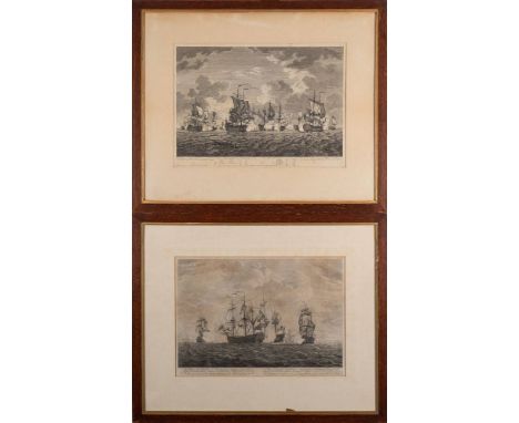 Pierre Charles Canot [1710-1777] after Francis Swain-The Gallant Action [off The Isle of Man],:- engraving, 33 x 46cm, togeth