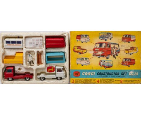 Corgi Gift Set 24 'Constructor Set':, containing two Commer 3/4 ton chassis and four different bodies, delivery figure, milk 