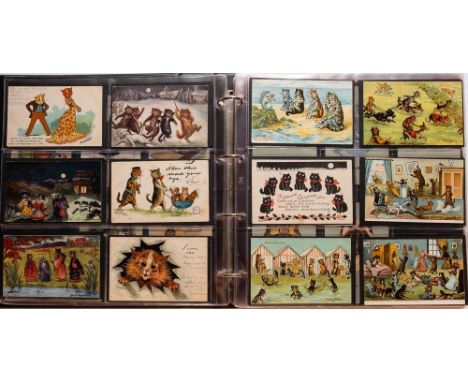 Louis Wain (1869-1939), Arthur Thiele (1841-1919)  and others. An album of early 20th century animal related postcards: inclu