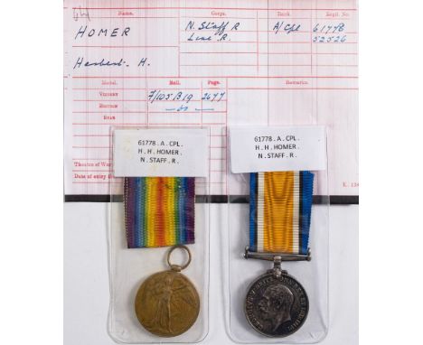 A WWI pair to '61788 A Cpl H H Homer N Staff R':.