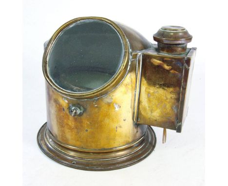 A Sestrel brass cased yacht binnacle: with 4 inch liquid filled compass, lamp box to one side(later electric conversion) (som
