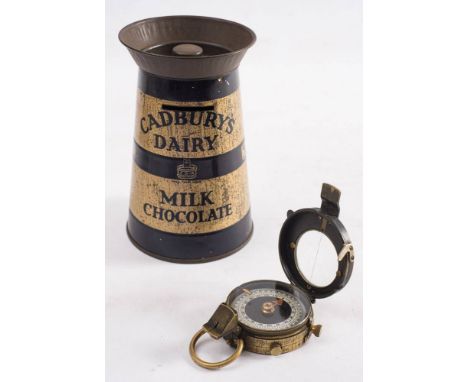 A WWI Period Ministry of Defence issue MKII prismatic compass:, dated 1915 with broad arrow mark and 'B-L', together with a C