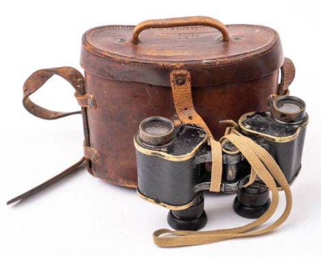 A pair of WWI military issue Prismatic binoculars in brown leather case date stamped 1916: together with a Devonshire Regimen