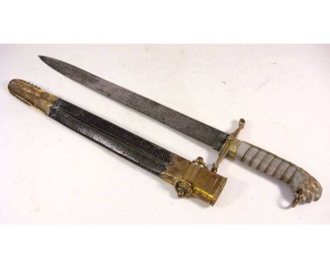 A Victorian Royal Navy regulation pattern presentation dirk by Dudley, Portsmouth:, the blade with acid etched decoration and