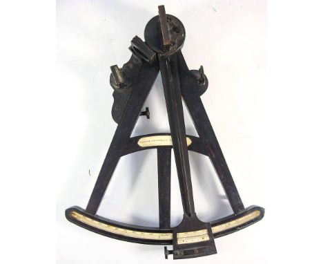 A 12inch radius vernier octant by Spencer Brown & Co, London: the wooden frame inset scale calibrated to 105° and stamped 'SB