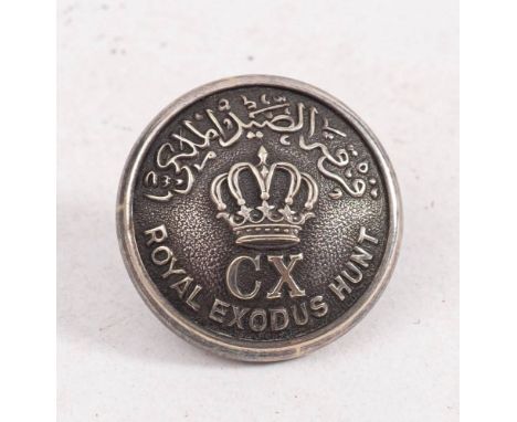 A white metal Royal Exodus Hunt button by Firmin. London: