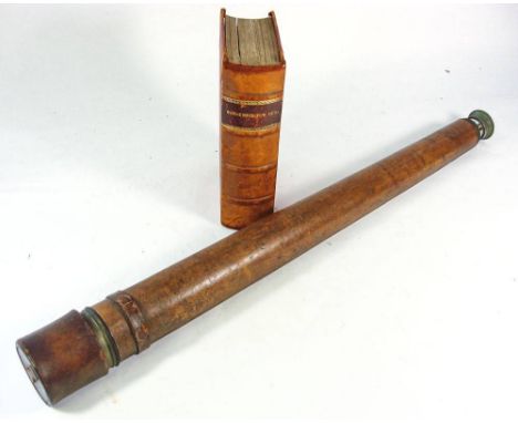 A leather cased single draw telescope by Cary, London: signed as per title to tube, together with a copy of Thuillier,H,L and