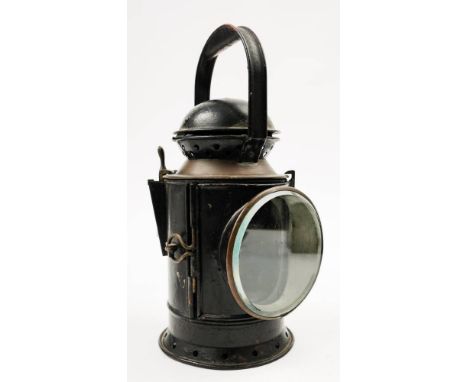 A GWR signal lamp: with oil burner a rotating red/blue shade, 31cm high