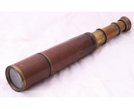 An WWII MKII  three draw Signal telescope by Broadhurst Clarkson & Co Ltd, London:, the main tube with leather cover, signed 