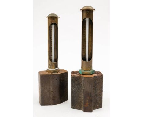 A Brass and iron steam boiler thermometer by J Casartelli &amp; Son Ltd,Manchester:, together with one other similar, unsigne