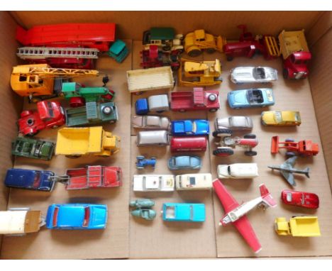 Corgi, Dinky, Lesney and others: a collection of assorted diecasts including Coles crane, Bulldozer, Fire engine, car transpo