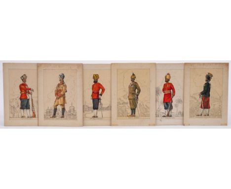 British School early 20th Century-Six Indian Army uniform studies,:- 127th Q.M. Own Baluck Light Infantry; 53rd Sikhs; Queen'
