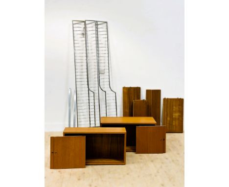A String, Stockholm, Sweden, Bokhyllan The Ladder Shelf&nbsp;teak veneered moduar three section shelving system with chromium