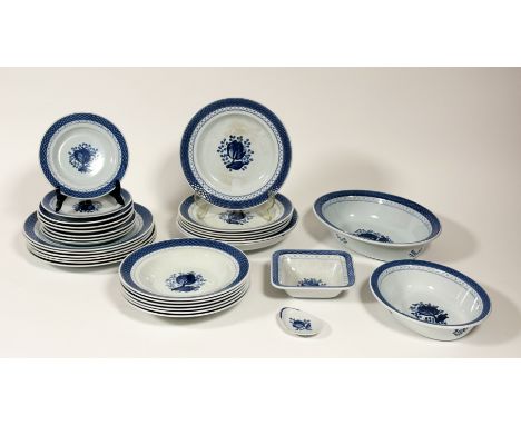 A Royal Copenhagen Blue Tranquebar pattern part dinner service comprising, six large saucers (marked 1398) (w-18.5cm), two si