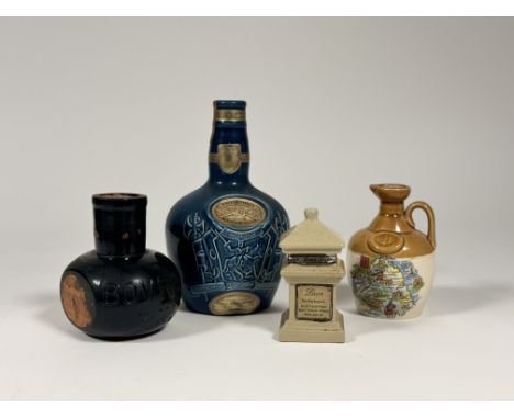 A group of collectable ceramic decanters comprising Spode Chivas Brother Ltd Whisky decanter (opened) (h-21cm), a Bovril Limi