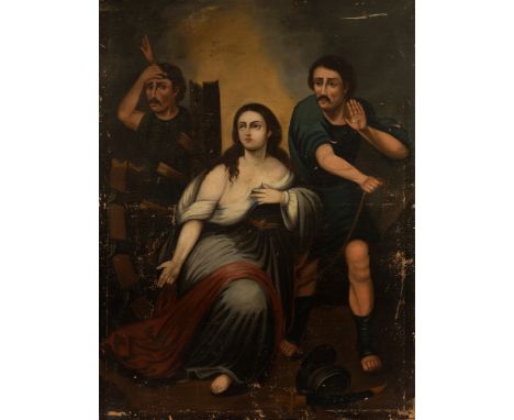 Andalusian school; 18th century."Martyrdom of Saint Catherine".Oil on canvas. Re-drawn.It presents jumps in the pictorial sur