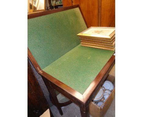 Edwardian Mahogany card table with fold over Baize interior