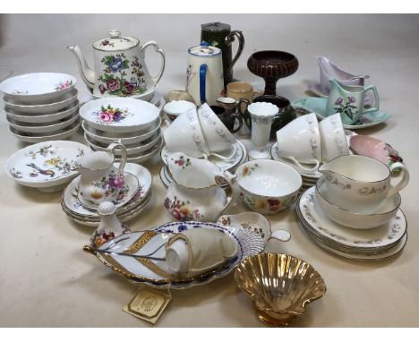 A mixed lot of ceramics including Royal Worcester Bridal lace, Derby Posies, Carltonware, Wedgwood and others 