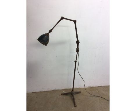 A vintage anglepoise style lamp on adjustable tripod stand A/FH:136cm