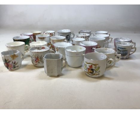A quantity of moustache tea cups. 