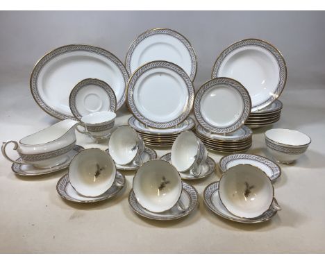 A Royal Grafton Barley dinner service designed by The David Linley Co for Mappin &amp; Webb. Fine bone china. Includes 7 dinn