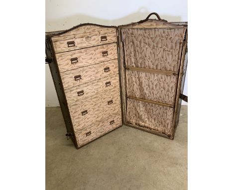 A 1920s steamer wardrobe trunk by innovation New York USA. Picked from the National Trusts Saltram House of Plymouth. The tru