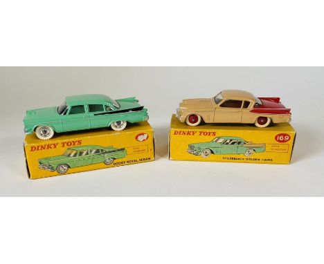 A Dinky Toys No. 191 Dodge Royal Sedan (light green with black side flash and spun hubs housed in the original correct colour