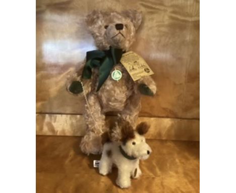 Vintage Hermann &nbsp;German Max and Fox Terrier mohair Teddy Bear and dog set-excellent condition near as sold.unboxed with 