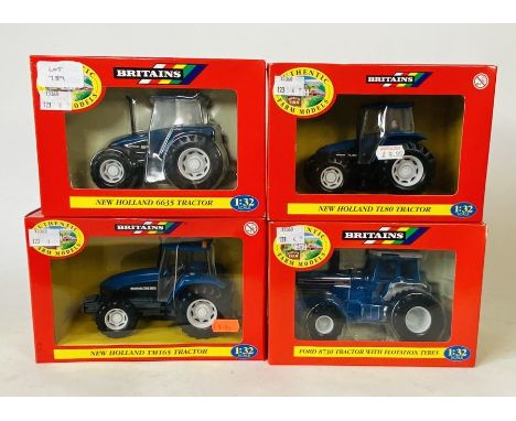 Britains 1:32 Scale - To include:&nbsp; New holland 6635, TM165, TL80, Ford 8730 with flotation tyres - Boxed (4)