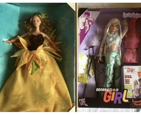 Mattel Barbie dolls ; 1999 Generation girl Dance Party doll and Vincent Van Gogh Sunflower paintings series doll. Both Unremo