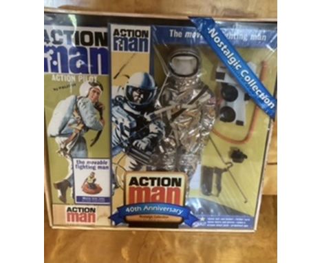 Action Man Man nostalgic collection 40th anniversary collection; Unopened action pilot and space suit outfit all boxed -actio