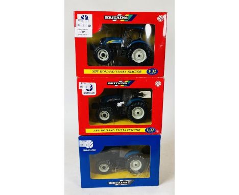 Britains 1:32 Scale - To include: New holland TS135A dealer box, 2x TS135A with alternative decals - All Boxed (3)