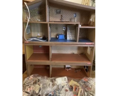 Lundby of Sweden Large vintage dolls house across 4 floors with 3 bags of Furniture and accessories-Has originally been wired