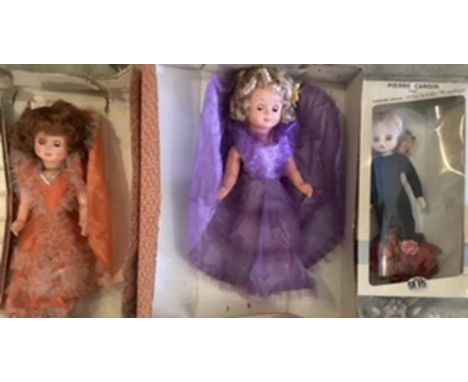 Italian &nbsp;Vintage boxed large 24” dolls 1958 and a Pierre Cardin 1970s fashion doll c 17”in its box-boxes are poor and co