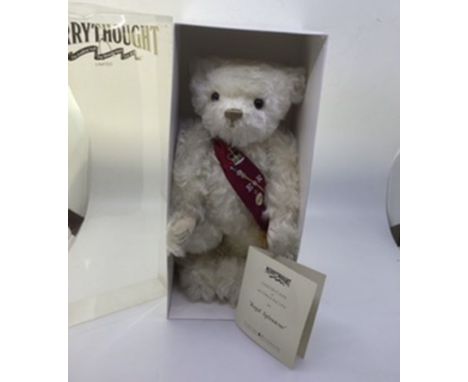 Merrythought 13” regal Regal Splendour teddy bear with White Sash.(1)