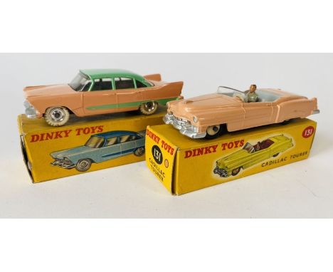 Dinky Toys, 131 Cadillac Eldorado (cream body with grey interior and spun hubs painted cream, gloss base with driver figure) 