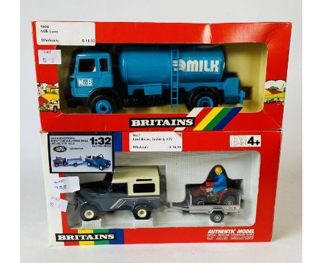 Britains 1:32 Scale - To include: Land rover trailer ATV set, MMB milk trailer - Both boxed (2)