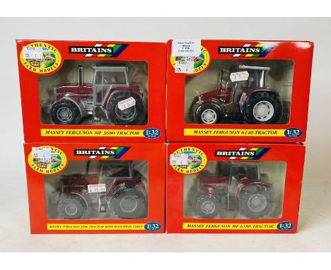 Britains 1:32 Scale - To include:&nbsp; Massey Ferguson 6140, 6180, 3680, 3680 flotation tyres - Boxed (4)