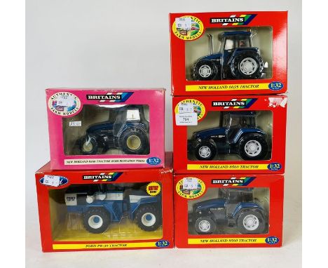 Britains 1:32 Scale - To include: New holland 8560 flotation tyres, (2x) 8560, 6635, Ford FW30&nbsp; - Boxed (5)