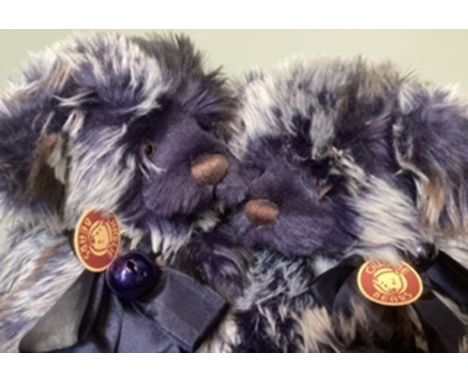 Charlie Bears Vintage twin INCA teddy bears -dark blue melange-sold together as a pair CB 625137 x 2( 2)