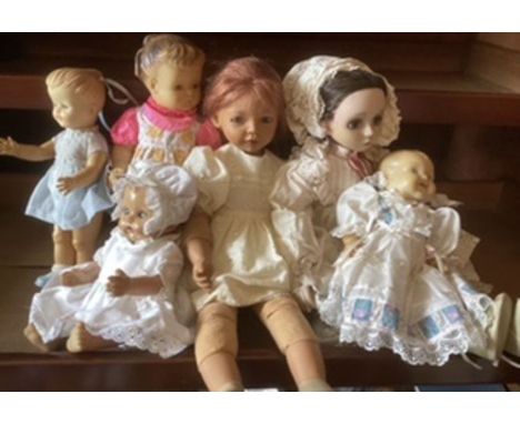 Vintage Group of Modern and 1960s dolls to include Gotz artist large doll with auburn hair, Palitoy ponytail dolls , and a vi
