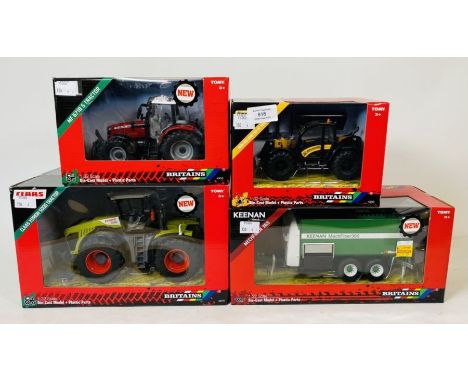 Britains 1:32 Scale - To include: New holland TH7.4Z telehandler, Massey ferguson 6718S, Keenan feeder wagon, Claas xerion 50