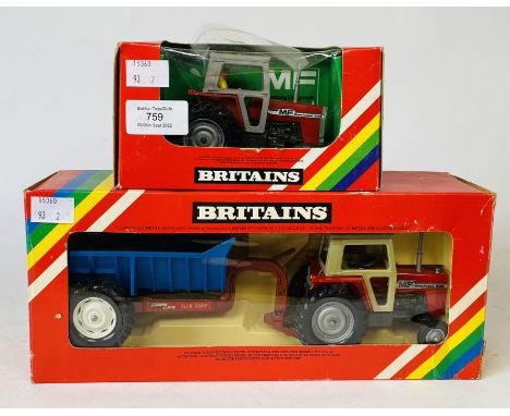 Britains 1:32 Scale - To include: Massey Ferguson 595 rear dump trailer set, 595 dual wheel tractor - Both Boxed (2)&nbsp;
